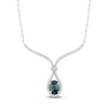 Thumbnail Image 1 of Montana Blue Oval-Cut Natural Sapphire & Diamond Necklace 1/5 ct tw 14K White Gold 18"