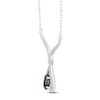Thumbnail Image 2 of Montana Blue Oval-Cut Natural Sapphire & Diamond Necklace 1/5 ct tw 14K White Gold 18"