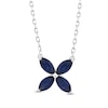 Thumbnail Image 1 of Marquise-Cut Natural Blue Sapphire Flower Necklace 10K White Gold 18"