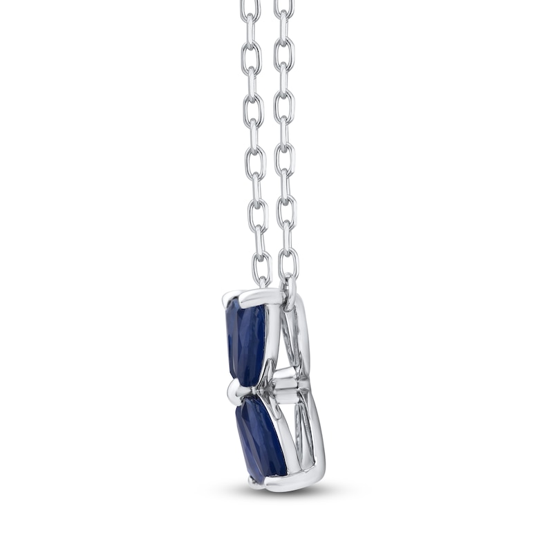 Main Image 2 of Marquise-Cut Natural Blue Sapphire Flower Necklace 10K White Gold 18"