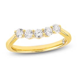 Storied Diamond Desert Sands of Eternity Contour Anniversary Ring 1/2 ct tw 18K Yellow Gold