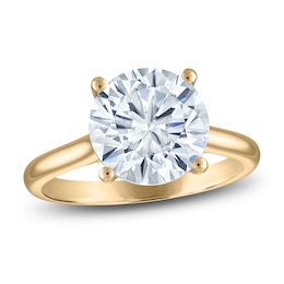 Round-Cut Lab-Grown Diamond Solitaire Plus Engagement Ring 3-5/8 ct tw 18K Yellow Gold (VS2/F)