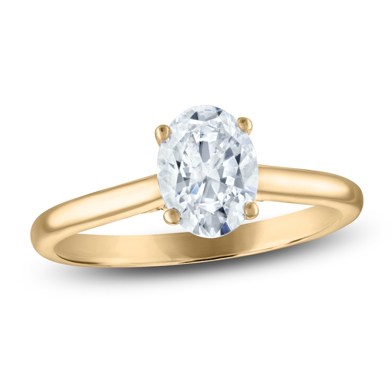 Main Image 1 of Oval-Cut Lab-Grown Diamond Solitaire Plus Engagement Ring 1 ct tw 18K Yellow Gold (VS2/F)