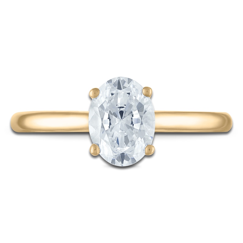 Main Image 3 of Oval-Cut Lab-Grown Diamond Solitaire Plus Engagement Ring 1 ct tw 18K Yellow Gold (VS2/F)