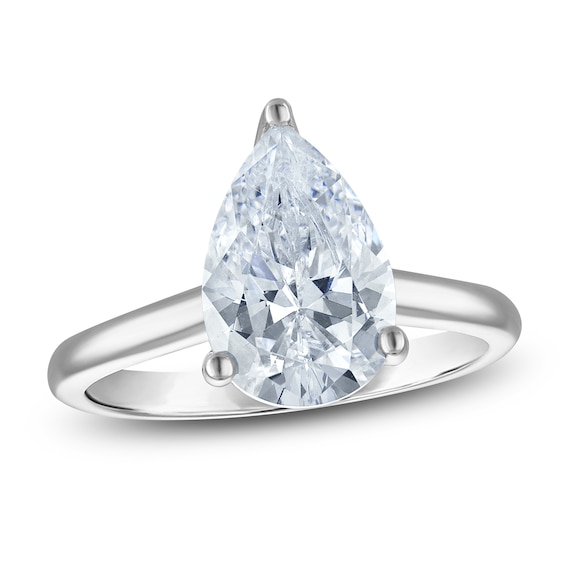 Pear-Shaped Lab-Grown Diamond Solitaire Plus Engagement Ring 1 ct tw Platinum (VS2/F)