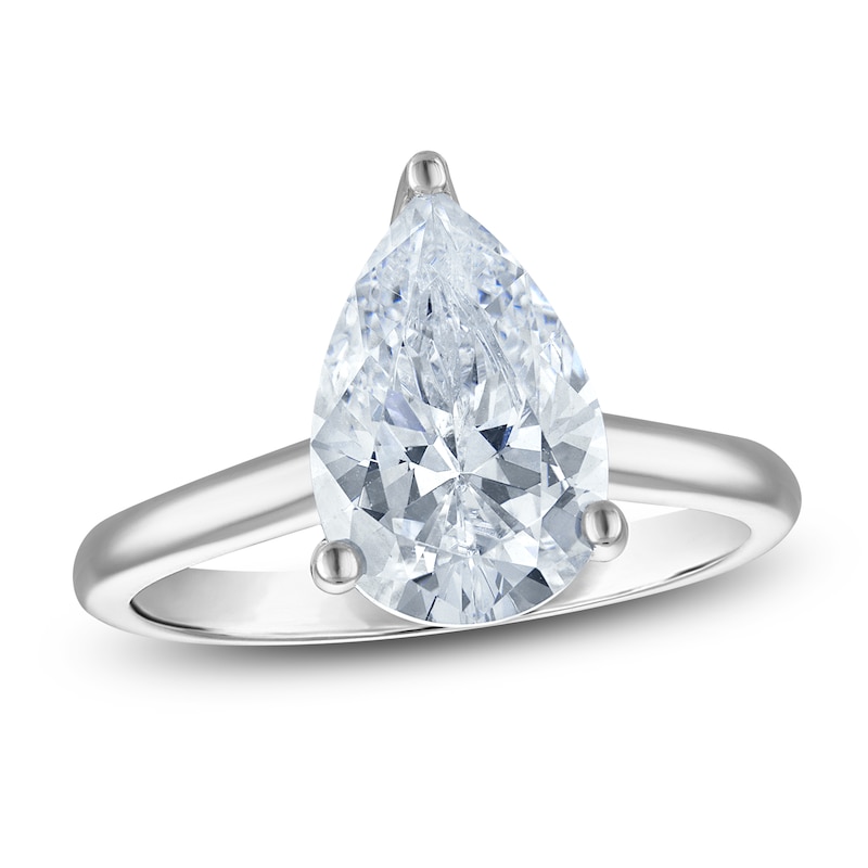 Main Image 1 of Pear-Shaped Lab-Grown Diamond Solitaire Plus Engagement Ring 1 ct tw Platinum (VS2/F)