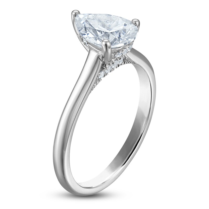 Pear-Shaped Lab-Created Diamond Solitaire Plus Engagement Ring 1 ct tw 18K Yellow Gold (VS2/F)