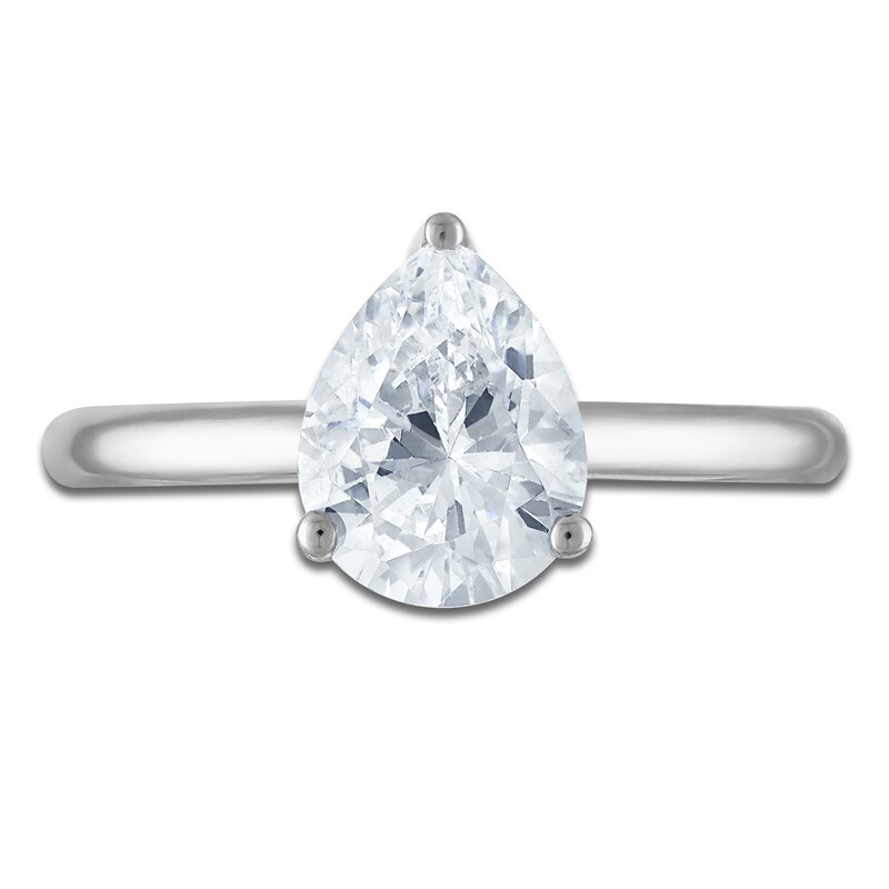 Pear-Shaped Lab-Created Diamond Solitaire Plus Engagement Ring 1 ct tw 18K Yellow Gold (VS2/F)