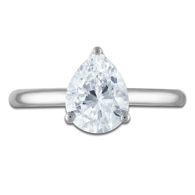 Main Image 3 of Pear-Shaped Lab-Grown Diamond Solitaire Plus Engagement Ring 1 ct tw Platinum (VS2/F)