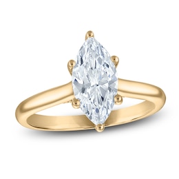 Marquise-Cut Lab-Grown Diamond Solitaire Plus Engagement Ring 1-5/8 ct tw 18K Yellow Gold (VS2/F)