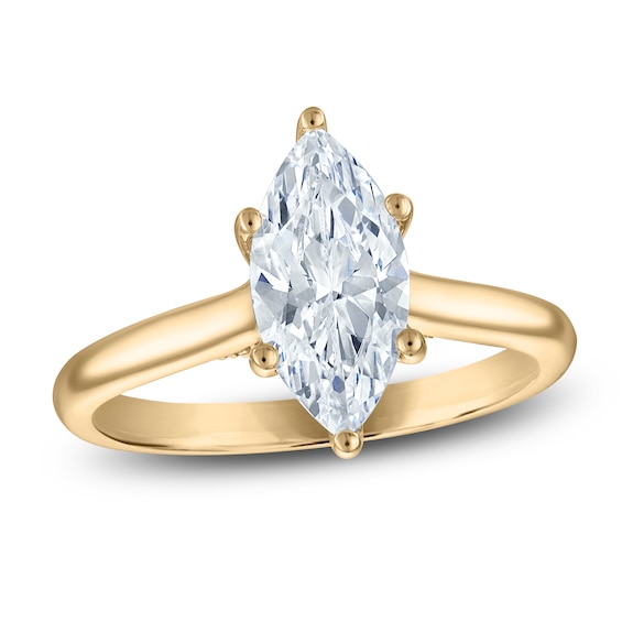 Marquise-Cut Lab-Grown Diamond Solitaire Plus Engagement Ring 1-5/8 ct tw 18K Yellow Gold (VS2/F)