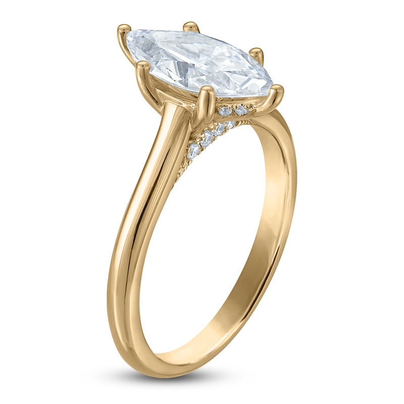 Main Image 2 of Marquise-Cut Lab-Grown Diamond Solitaire Plus Engagement Ring 1-5/8 ct tw 18K Yellow Gold (VS2/F)