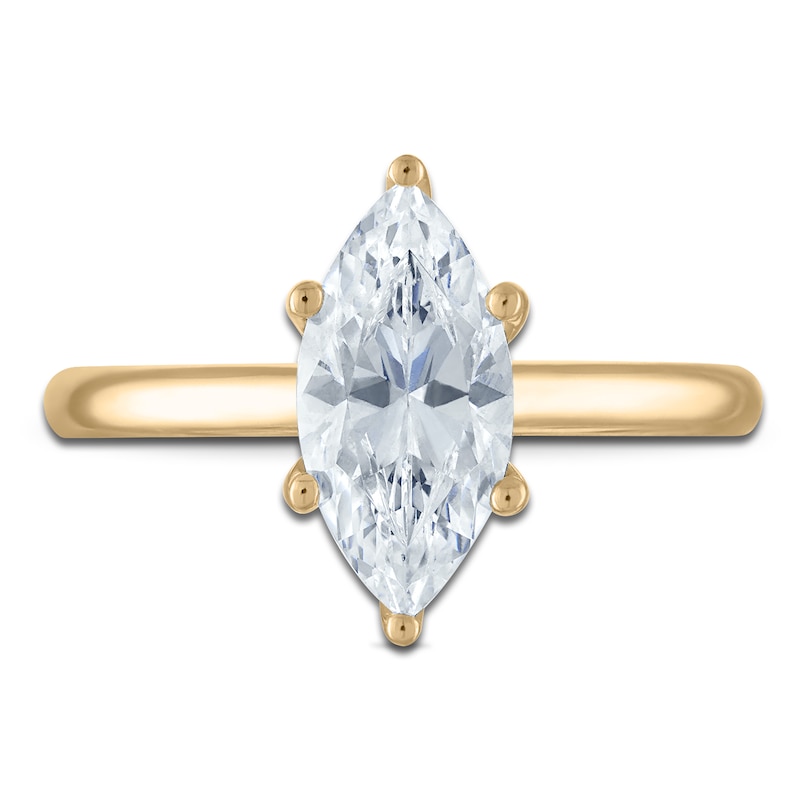 Main Image 3 of Marquise-Cut Lab-Grown Diamond Solitaire Plus Engagement Ring 1-5/8 ct tw 18K Yellow Gold (VS2/F)