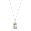 Thumbnail Image 1 of Jared Design House Oval-Cut Natural Green Quartz & Natural White Sapphire Necklace 14K Two-Tone Gold