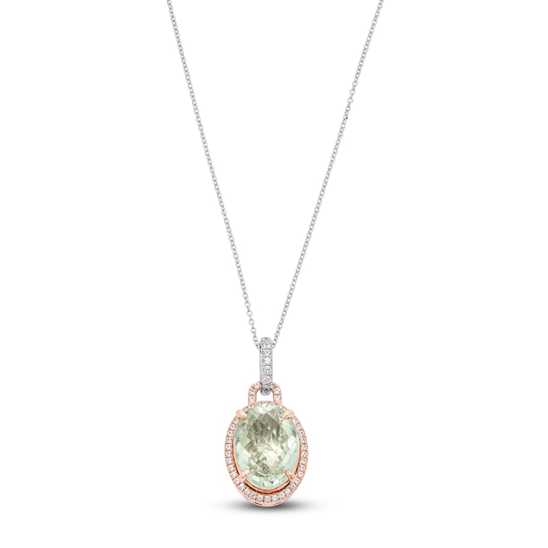 Main Image 1 of Jared Design House Oval-Cut Natural Green Quartz & Natural White Sapphire Necklace 14K Two-Tone Gold