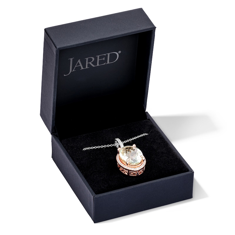 Main Image 3 of Jared Design House Oval-Cut Natural Green Quartz & Natural White Sapphire Necklace 14K Two-Tone Gold