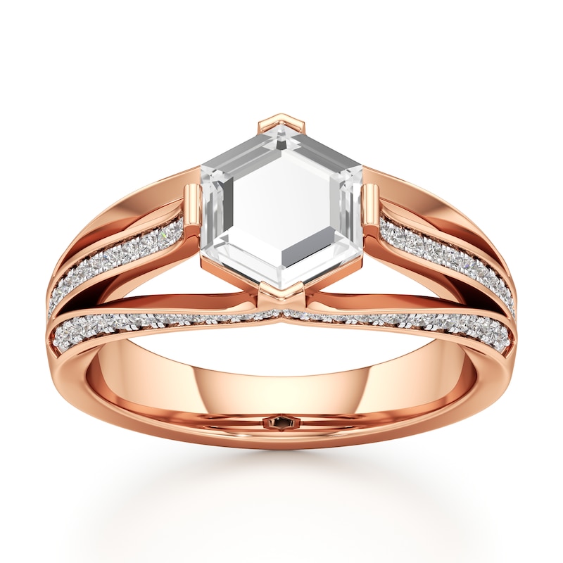 Main Image 1 of J'Lure Lab-Grown Diamond Hexagon Portrait-Cut Engagement Ring 1-3/8 ct tw 18K Rose Gold