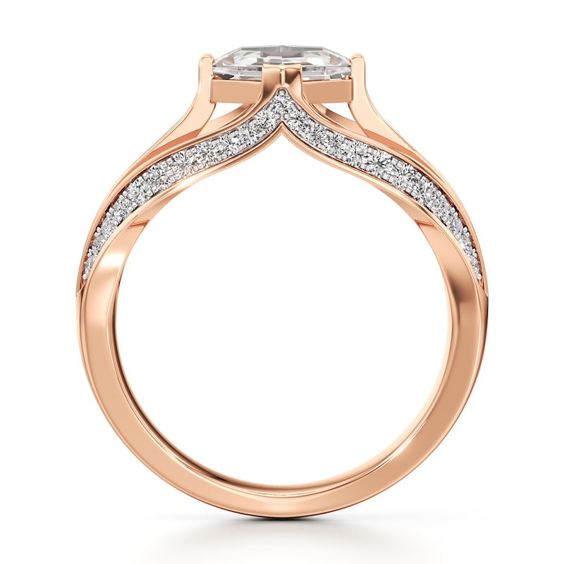 Main Image 2 of J'Lure Lab-Grown Diamond Hexagon Portrait-Cut Engagement Ring 1-3/8 ct tw 18K Rose Gold