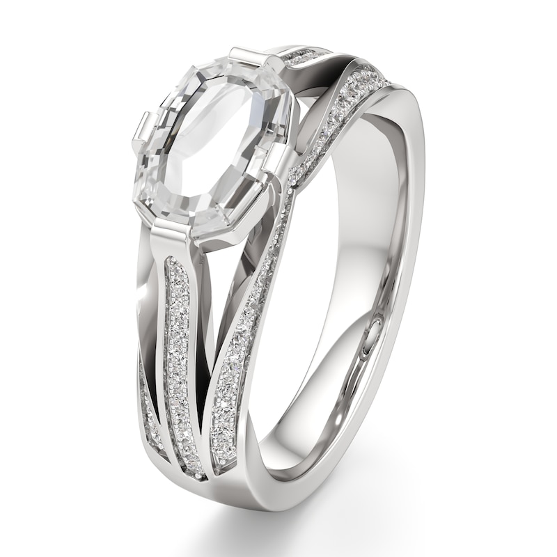 Main Image 4 of J'Lure Lab-Grown Diamond Oval Portrait-Cut Engagement Ring 1-3/8 ct tw 18K White Gold