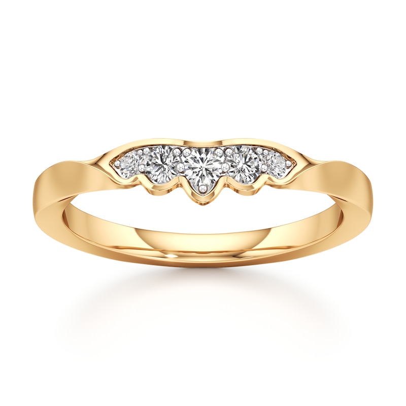 Main Image 1 of J'Lure Lab-Grown Diamond Scalloped Wedding Band 1/6 ct tw 18K Yellow Gold