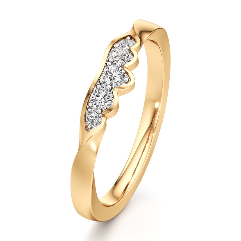 Main Image 4 of J'Lure Lab-Grown Diamond Scalloped Wedding Band 1/6 ct tw 18K Yellow Gold