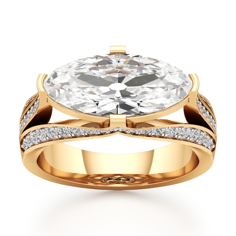 Main Image 1 of J'Lure Lab-Grown Diamond Moval Old-Cut Engagement Ring 3-1/2 ct tw 18K Yellow Gold
