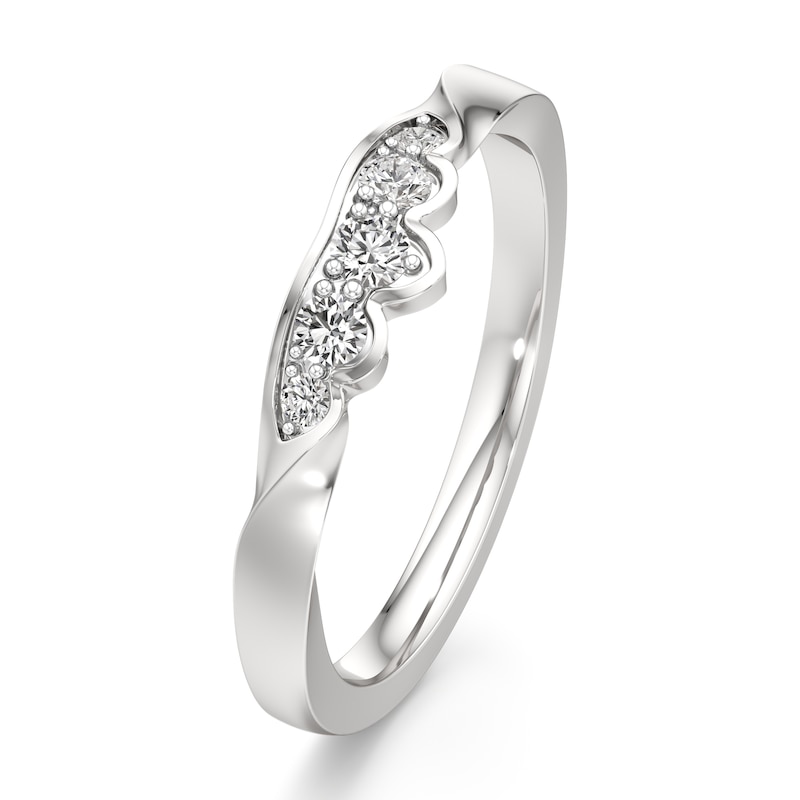 Main Image 4 of J'Lure Lab-Grown Diamond Scalloped Wedding Band 1/5 ct tw 18K White Gold
