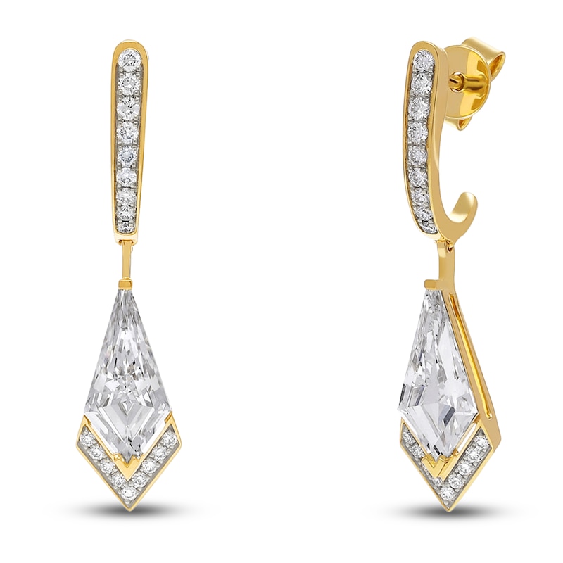 Main Image 2 of J'Lure Kite Step-Cut Lab-Grown Diamond Dangle Earrings 2-1/5 ct tw 14K Yellow Gold