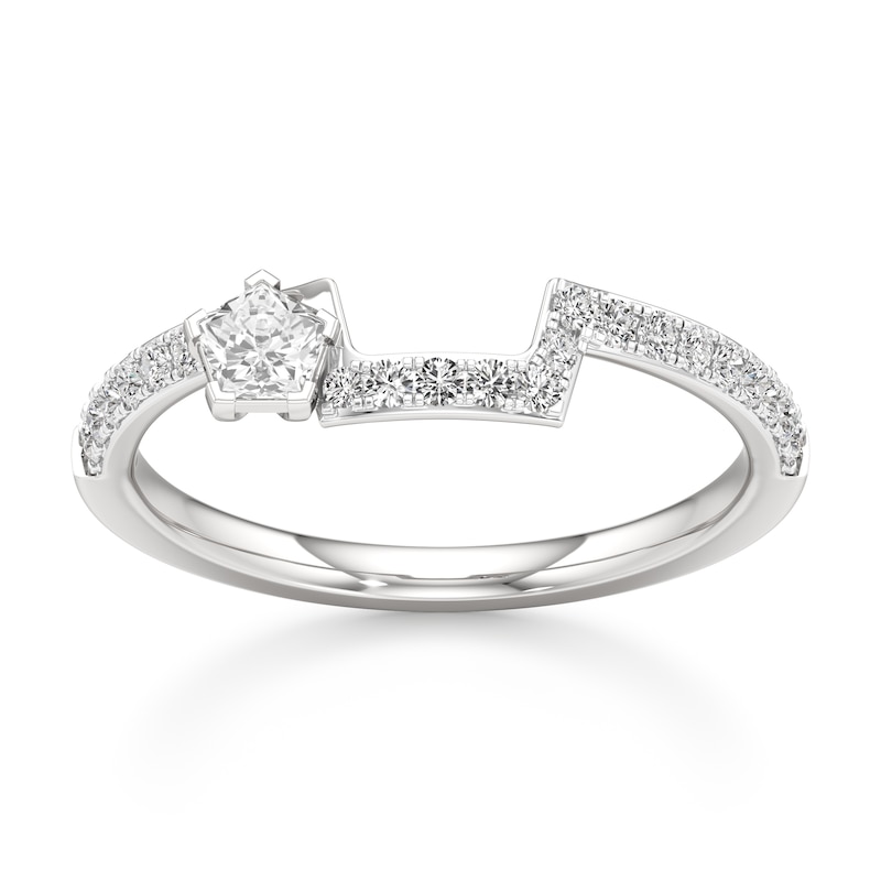 Main Image 1 of J'Lure Pentagon Brilliant-Cut Lab-Grown Diamond Contour Wedding Band 3/8 ct tw 18K White Gold