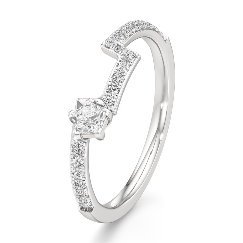 Main Image 2 of J'Lure Pentagon Brilliant-Cut Lab-Grown Diamond Contour Wedding Band 3/8 ct tw 18K White Gold