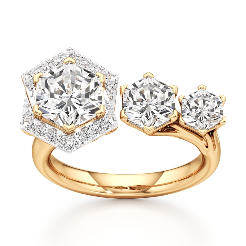 Main Image 1 of J'Lure Hexagon Brilliant-Cut Lab-Grown Diamond Engagement Ring 3-5/8 ct tw 18K Yellow Gold
