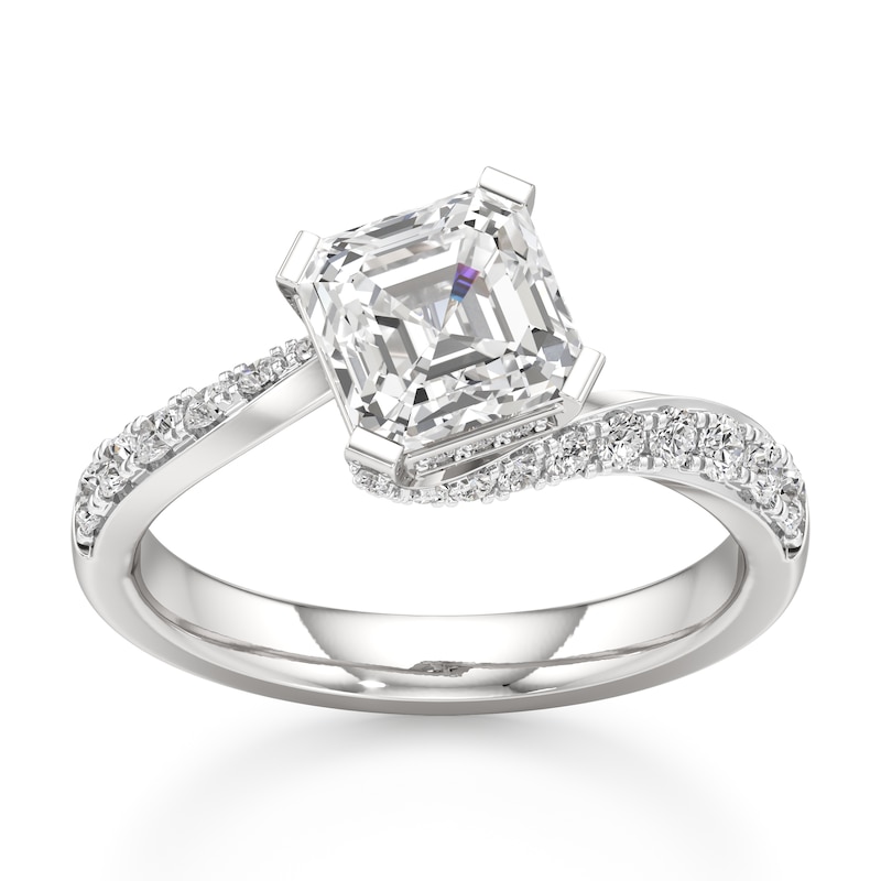 Main Image 1 of J'Lure Square-Emerald Step-Cut Lab-Grown Diamond Bypass Engagement Ring 2-3/8 ct tw 18K White Gold