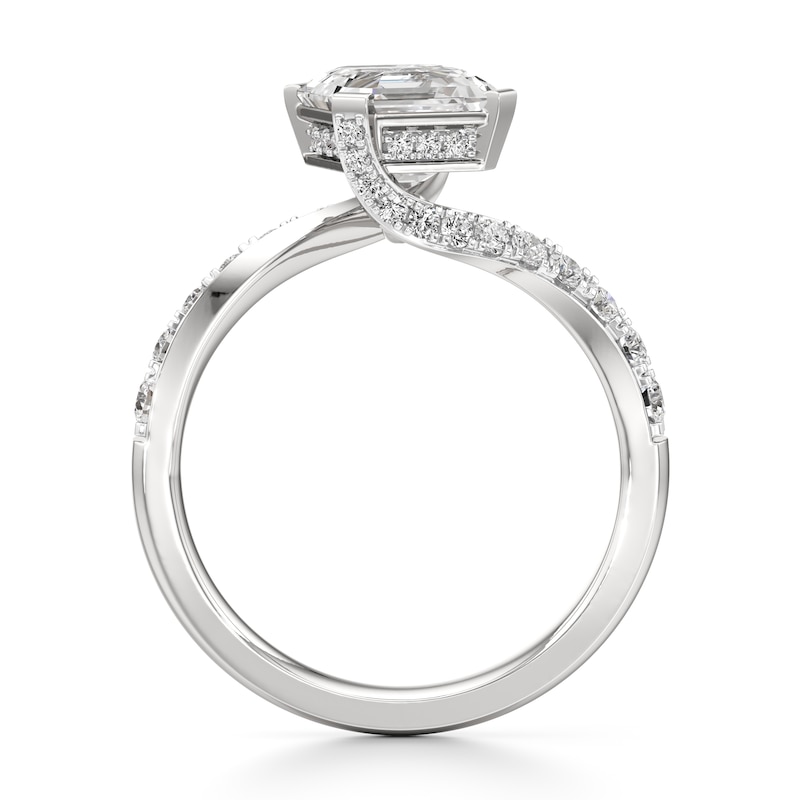 Main Image 2 of J'Lure Square-Emerald Step-Cut Lab-Grown Diamond Bypass Engagement Ring 2-3/8 ct tw 18K White Gold