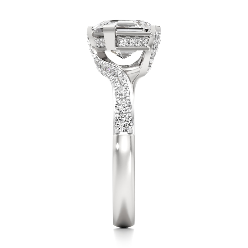 Main Image 3 of J'Lure Square-Emerald Step-Cut Lab-Grown Diamond Bypass Engagement Ring 2-3/8 ct tw 18K White Gold