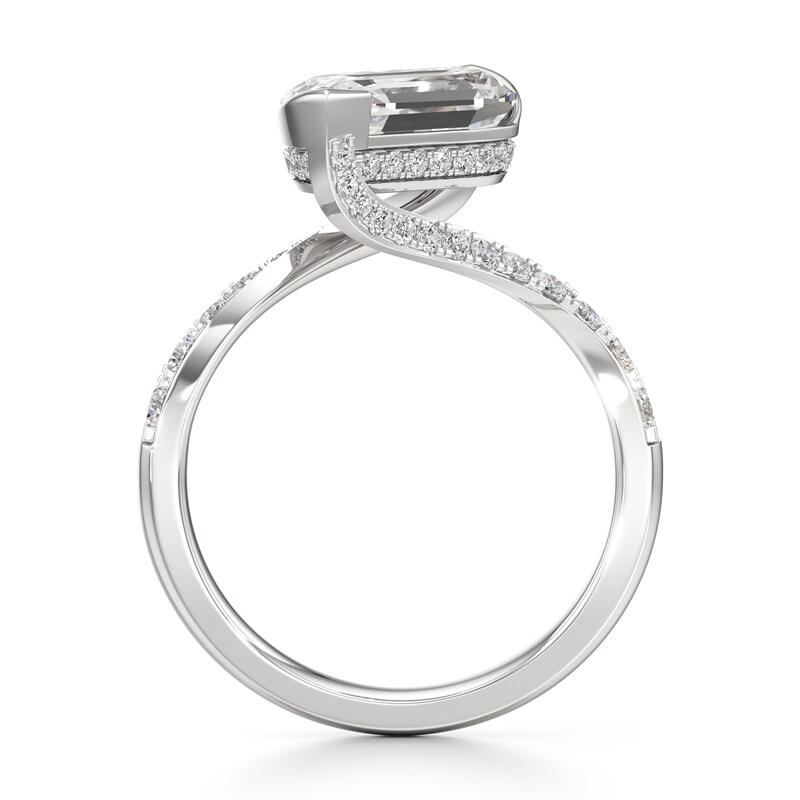 Main Image 2 of J'Lure Leaf Step-Cut Lab-Grown Diamond Bypass Engagement Ring 3-1/2 ct tw 18K White Gold