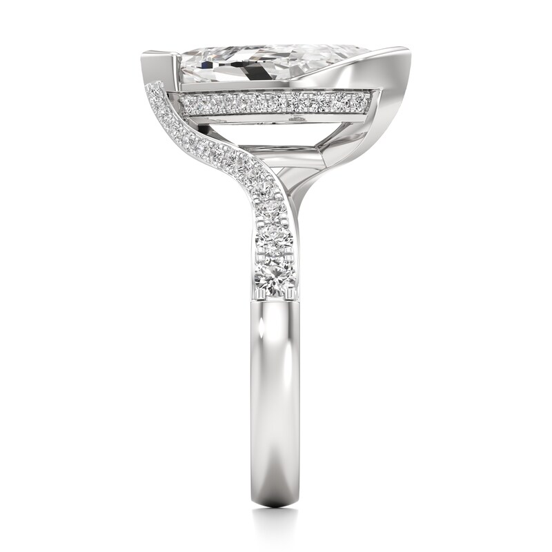 Main Image 3 of J'Lure Leaf Step-Cut Lab-Grown Diamond Bypass Engagement Ring 3-1/2 ct tw 18K White Gold