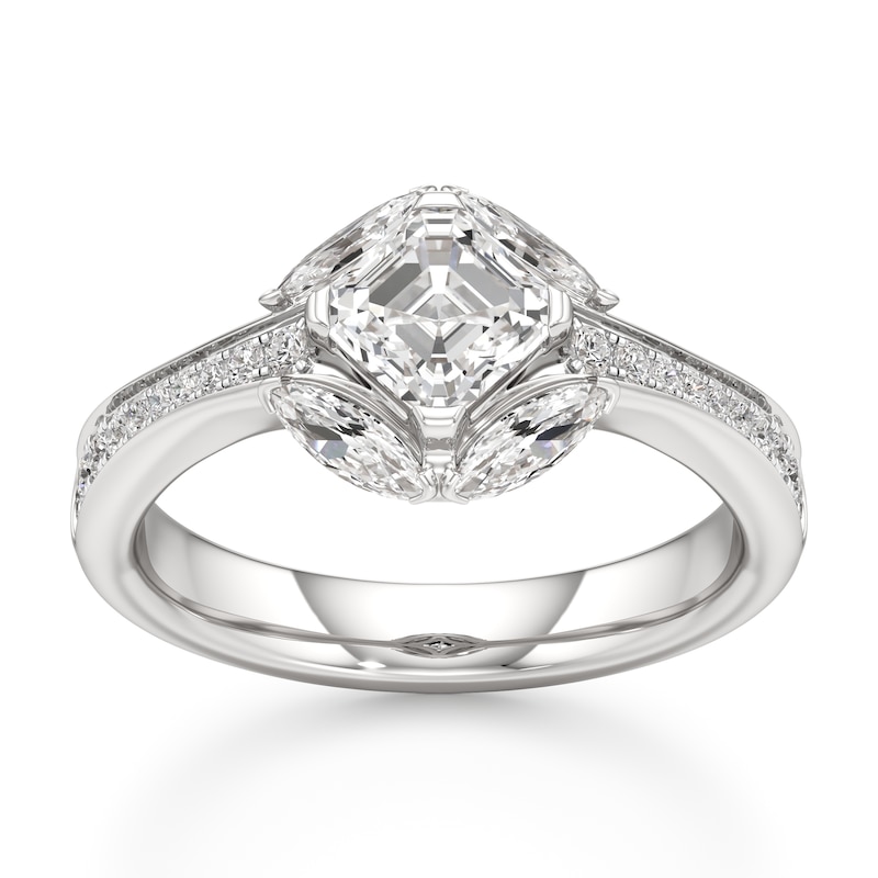 Main Image 1 of J'Lure Square-Emerald Step-Cut Lab-Grown Diamond Engagement Ring 1-5/8 ct tw 18K White Gold
