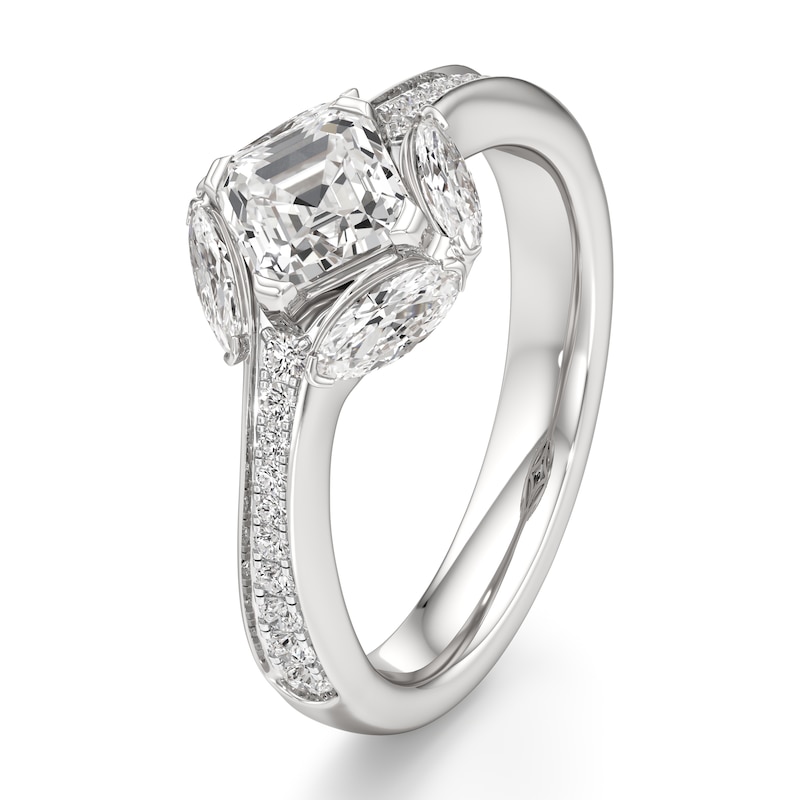 Main Image 4 of J'Lure Square-Emerald Step-Cut Lab-Grown Diamond Engagement Ring 1-5/8 ct tw 18K White Gold