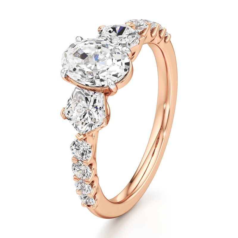 Main Image 4 of J'Lure Oval Step-Cut Lab-Grown Diamond Engagement Ring 2 ct tw 18K Rose Gold