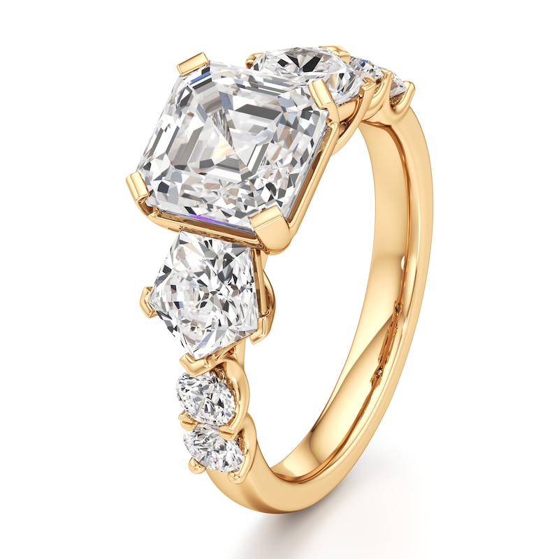 Main Image 4 of J'Lure Square-Emerald Step-Cut Lab-Grown Diamond Engagement Ring 4-3/4 ct tw 18K Yellow Gold