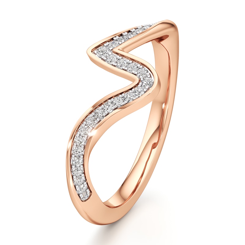 Main Image 4 of J'Lure Lab-Grown Diamond Contour Wedding Band 1/6 ct tw 18K Rose Gold