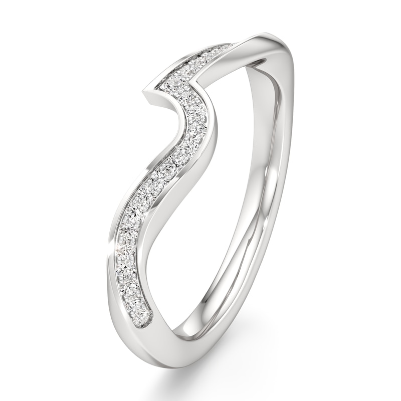 Main Image 4 of J'Lure Lab-Grown Diamond Contour Wedding Band 1/6 ct tw 18K White Gold