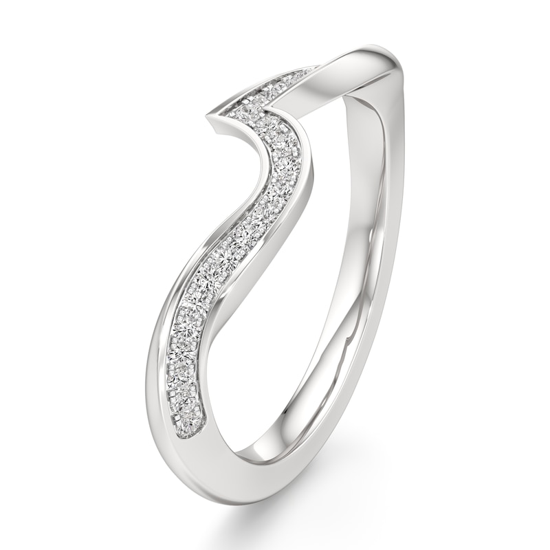 Main Image 4 of J'Lure Lab-Created Diamond Contour Wedding Band 1/6 ct tw 18K White Gold