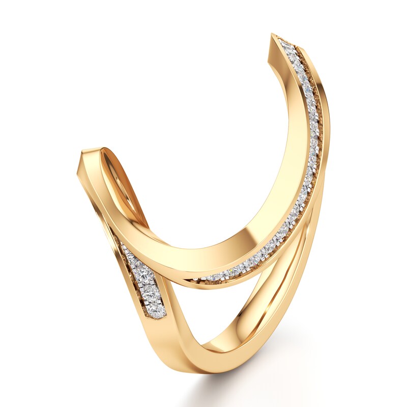 Main Image 4 of J'Lure Lab-Grown Diamond Contour Wedding Band 1/6 ct tw 18K Yellow Gold