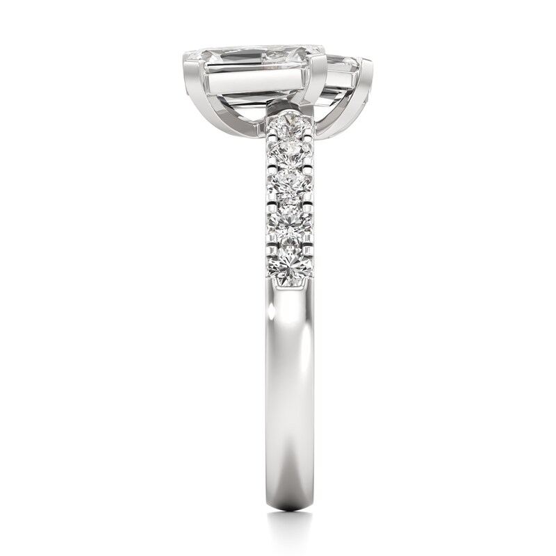 Main Image 3 of J'Lure Imperial-Emerald Step-Cut Two-Stone Lab-Grown Diamond Engagement Ring 1-3/4 ct tw 18K White Gold