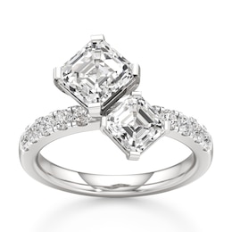 J'Lure Square-Emerald Step-Cut Two-Stone Lab-Grown Diamond Engagement Ring 3-3/8 ct tw 18K White Gold