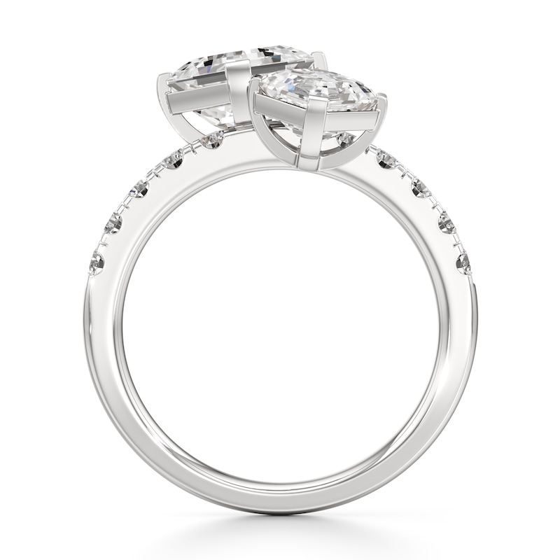 Main Image 2 of J'Lure Square-Emerald Step-Cut Two-Stone Lab-Grown Diamond Engagement Ring 3-3/8 ct tw 18K White Gold