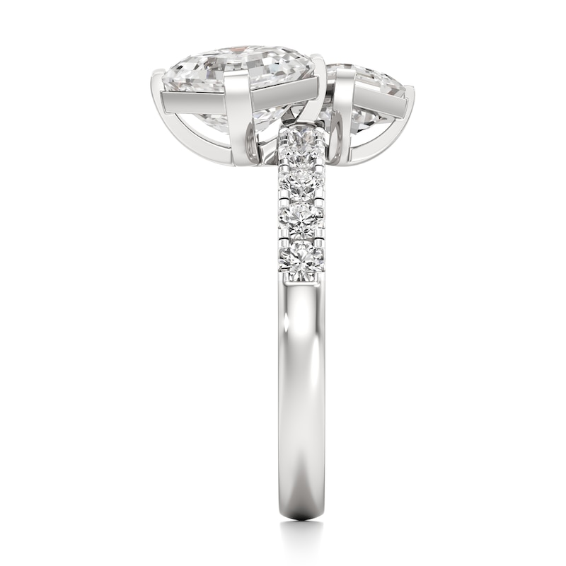 Main Image 3 of J'Lure Square-Emerald Step-Cut Two-Stone Lab-Grown Diamond Engagement Ring 3-3/8 ct tw 18K White Gold