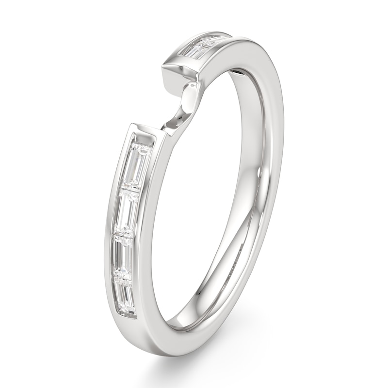 Main Image 4 of J'Lure Baguette-Cut Lab-Grown Diamond Contour Wedding Band 1/3 ct tw 18K White Gold