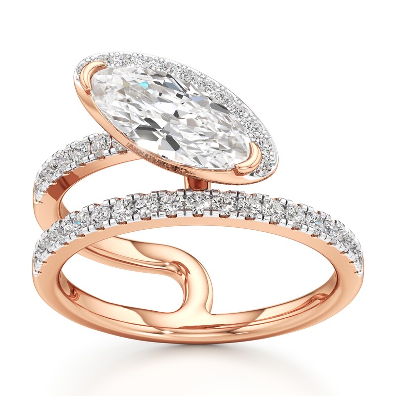 Main Image 1 of J'Lure Moval Old-Cut Lab-Grown Diamond Spiral Engagement Ring 1-3/8 ct tw 18K Rose Gold